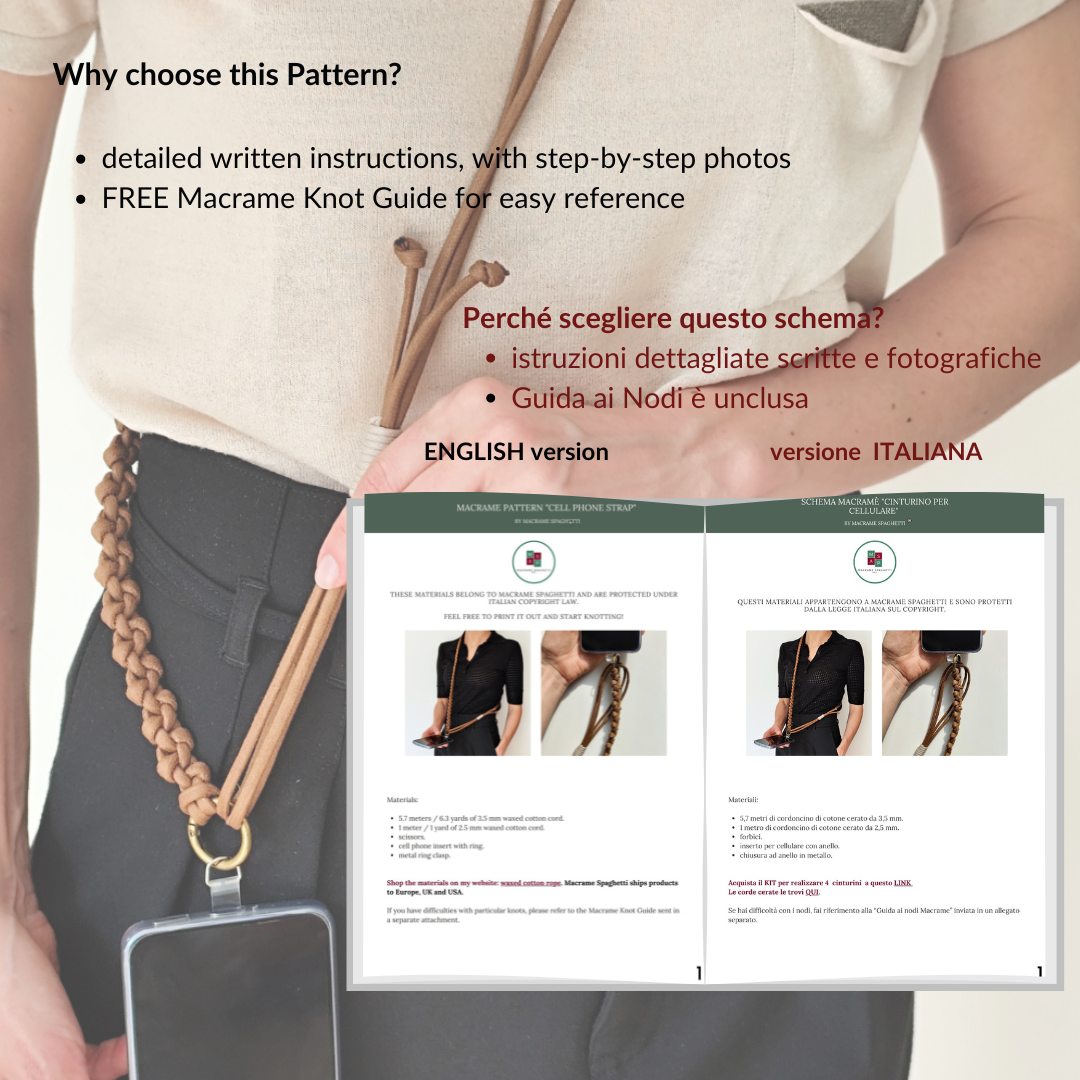 Schema Cinturino per Cellullare Macramè - PDF - ITALIANO | INGLESE