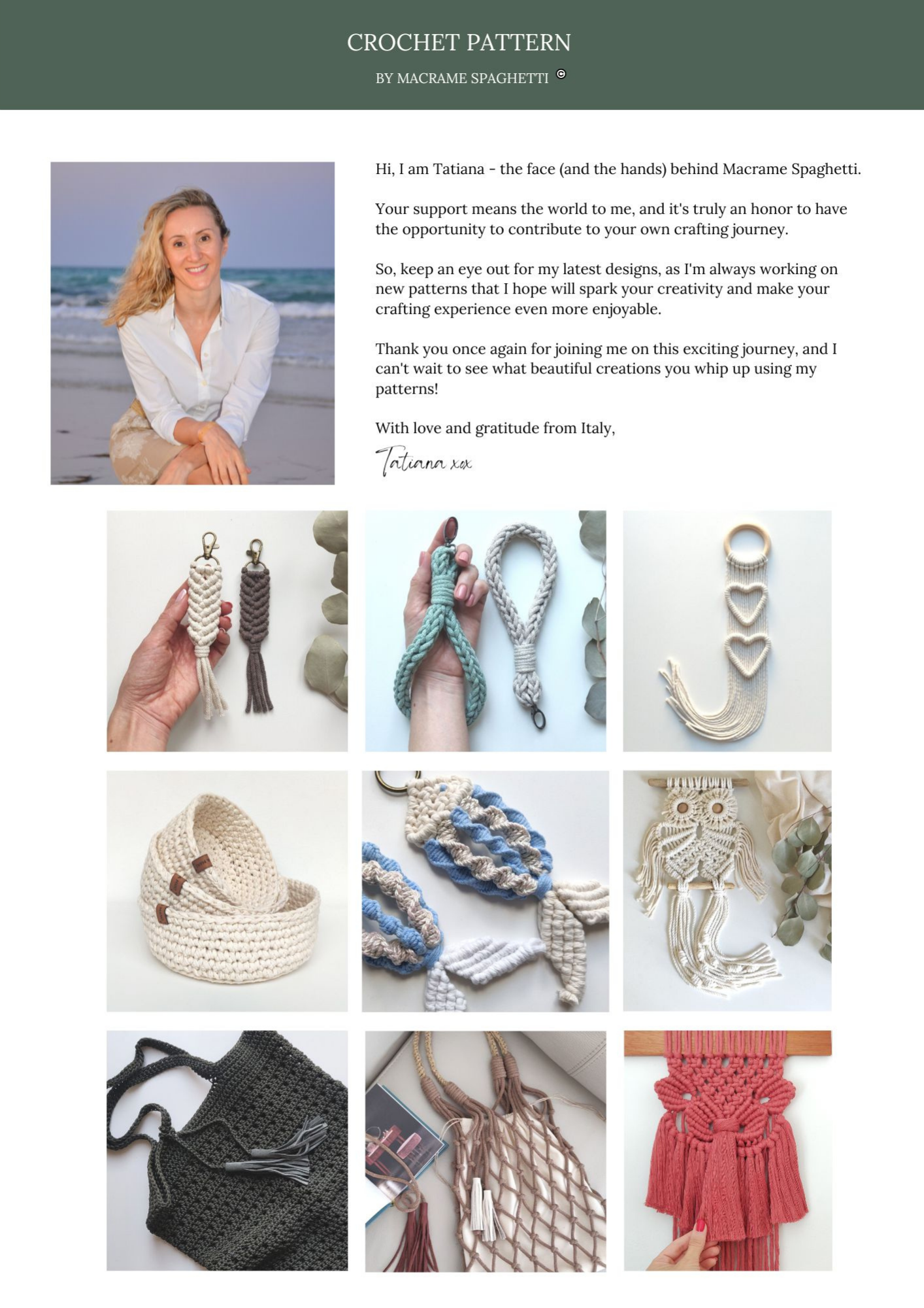Macrame Cross Pattern - PDF Download - ENGLISH | ITALIANO