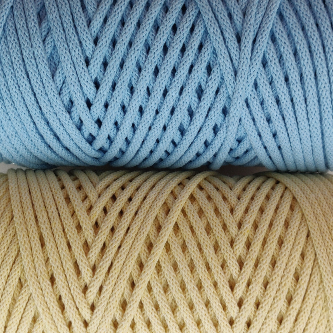 corda braided da 4mm colore celeste, giallo limone