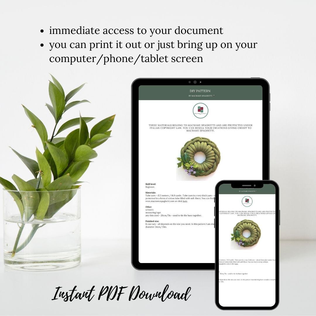 DIY PATTERN in English - Summer Wreath - Instant Digital Download