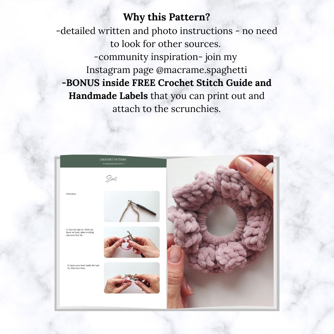 Crochet Scrunchie "Aurora" - PDF Pattern - ENGLISH
