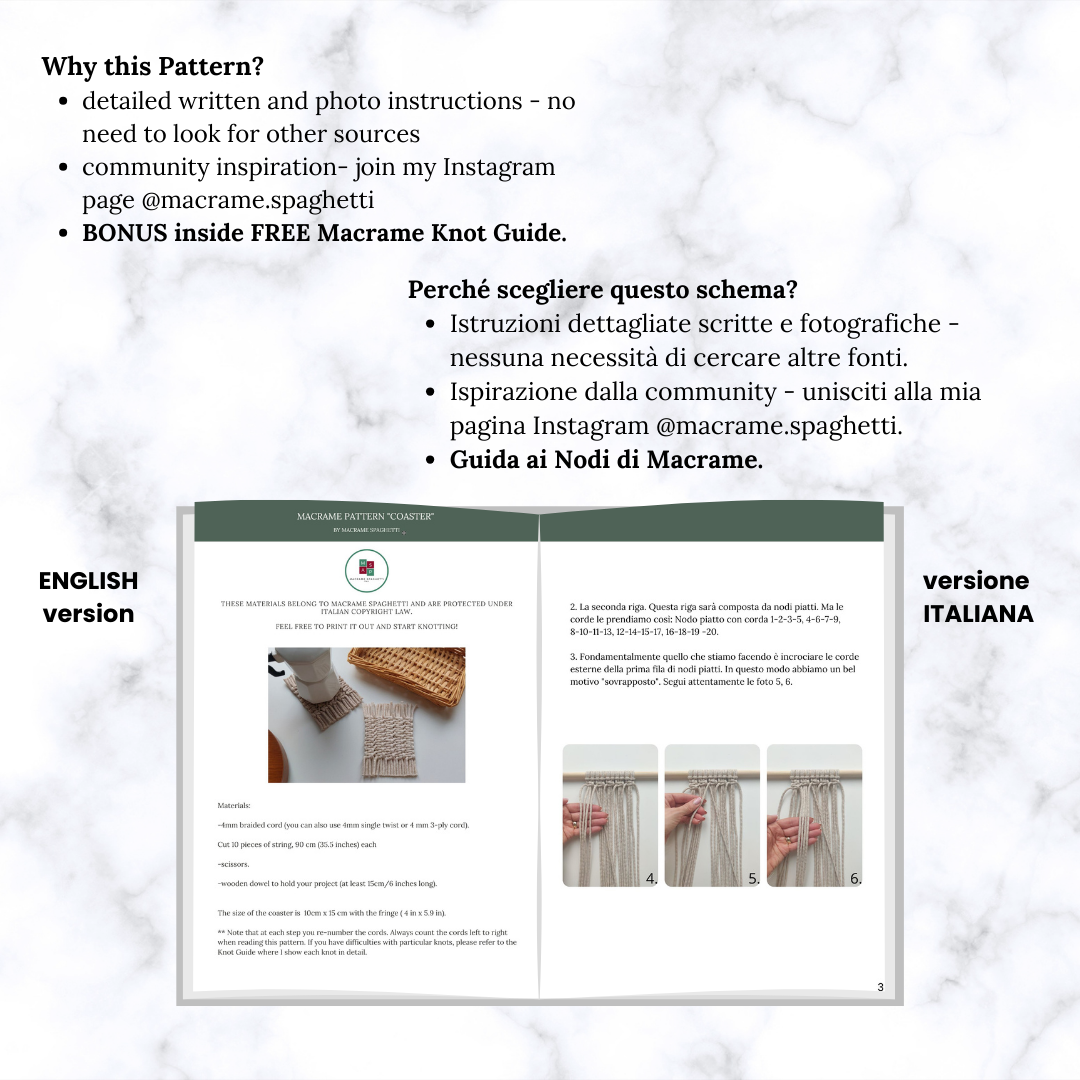 Macrame Pattern - PDF Download - Coaster ENGLISH | ITALIAN