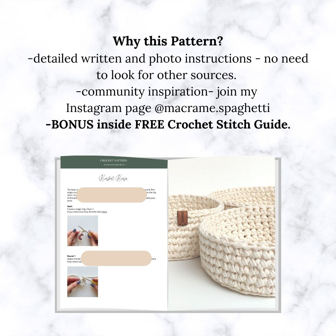 CROCHET PATTERN - Baskets Set - kitchen decor, bathroom decor - ENGLISH