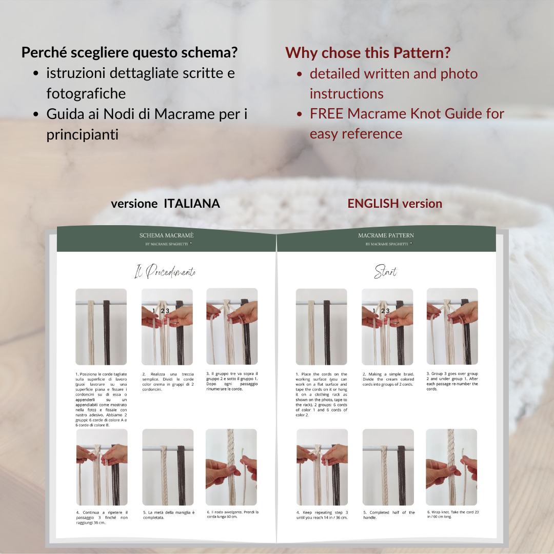 Porta Borraccia Macramè "Panna & Caffè"| Schema Scaricabile PDF - ITALIANO | INGLESE