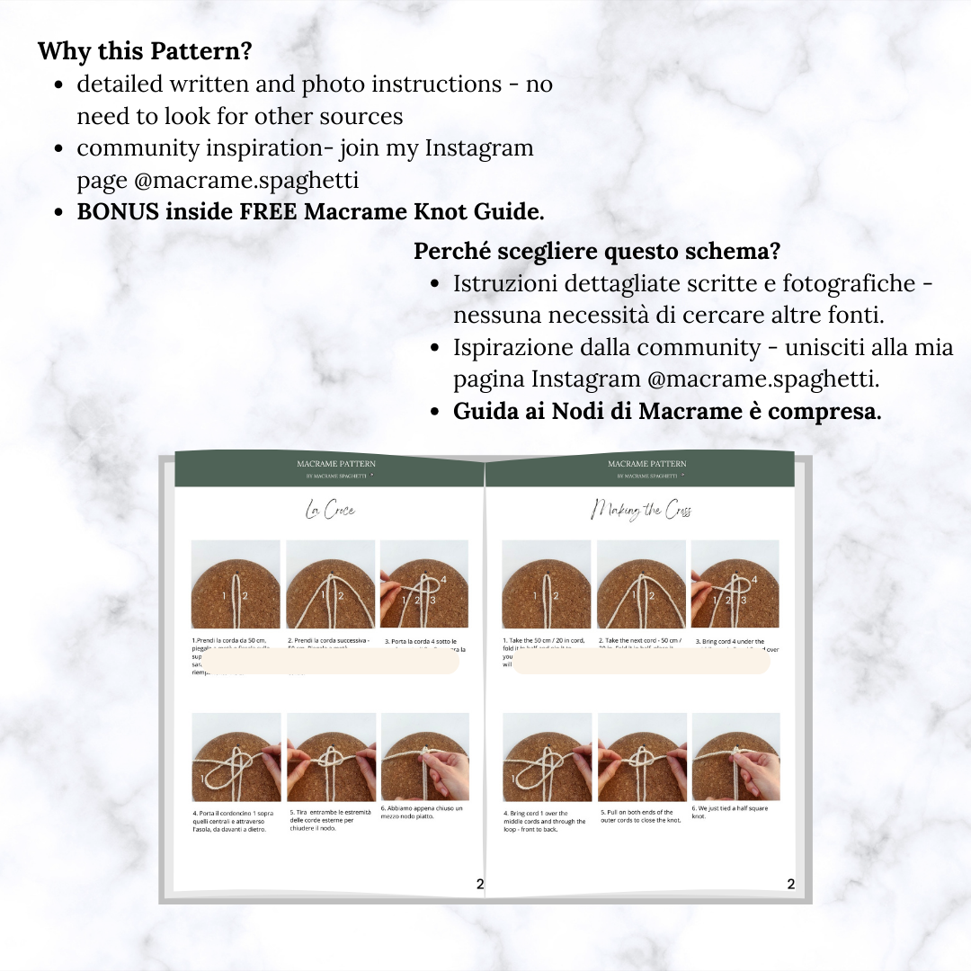 Macrame Cross Pattern - PDF Download - ENGLISH | ITALIANO