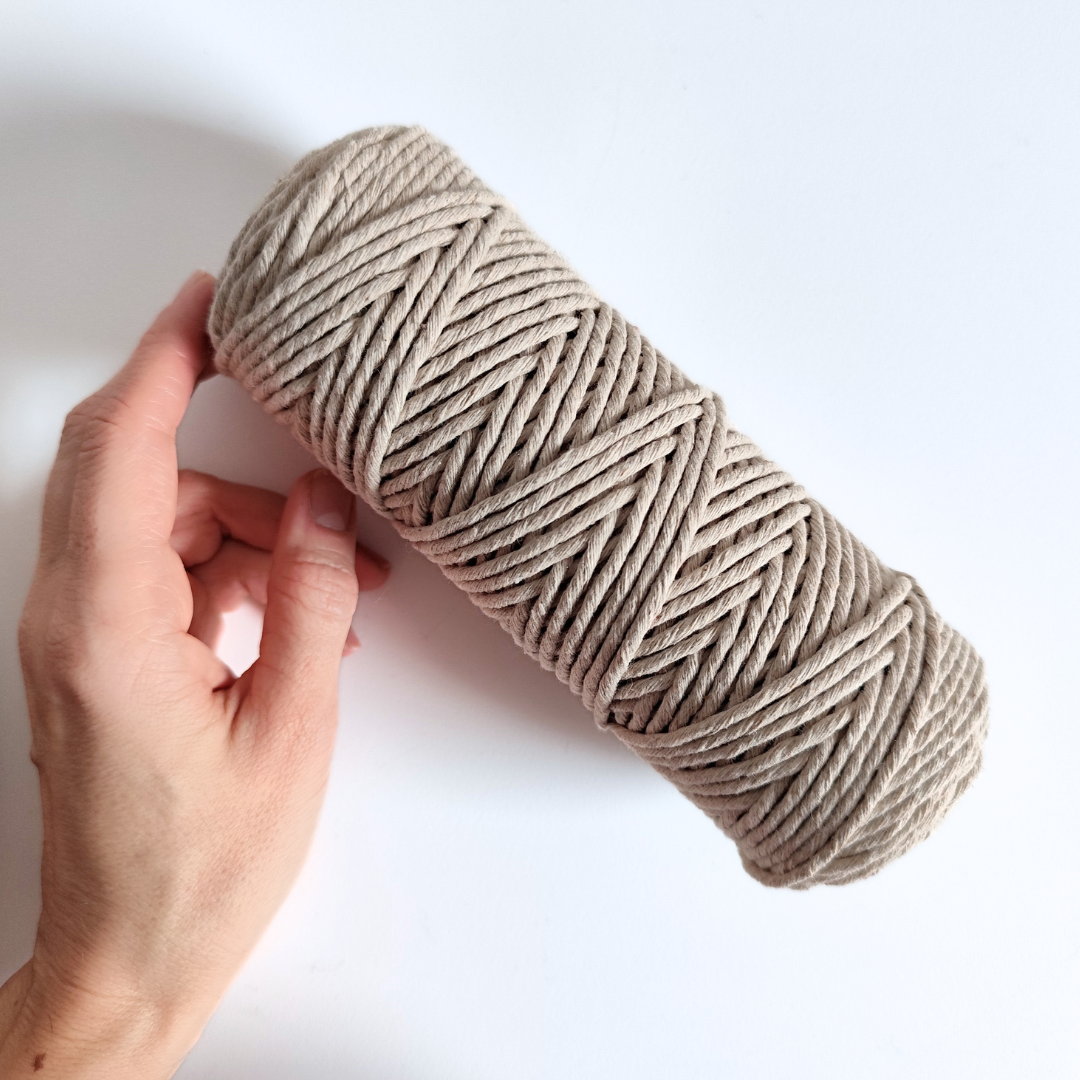 Corda in cotone a torsione singola da 3mm | 100 metri BEIGE
