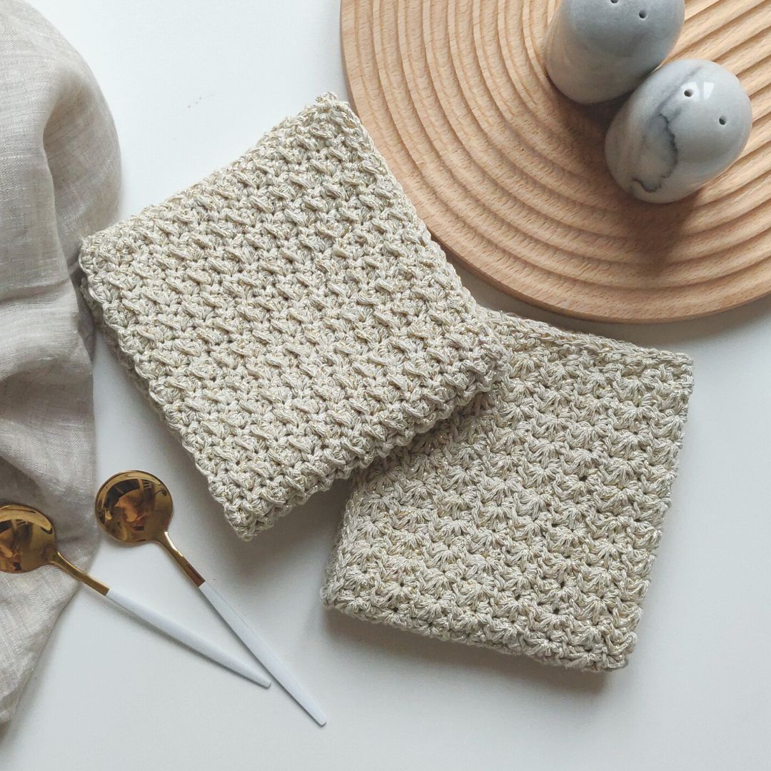 CROCHET PATTERN - Kitchen Decor, Washcloths, Bathroom Decor - the Savon Set - ENGLISH