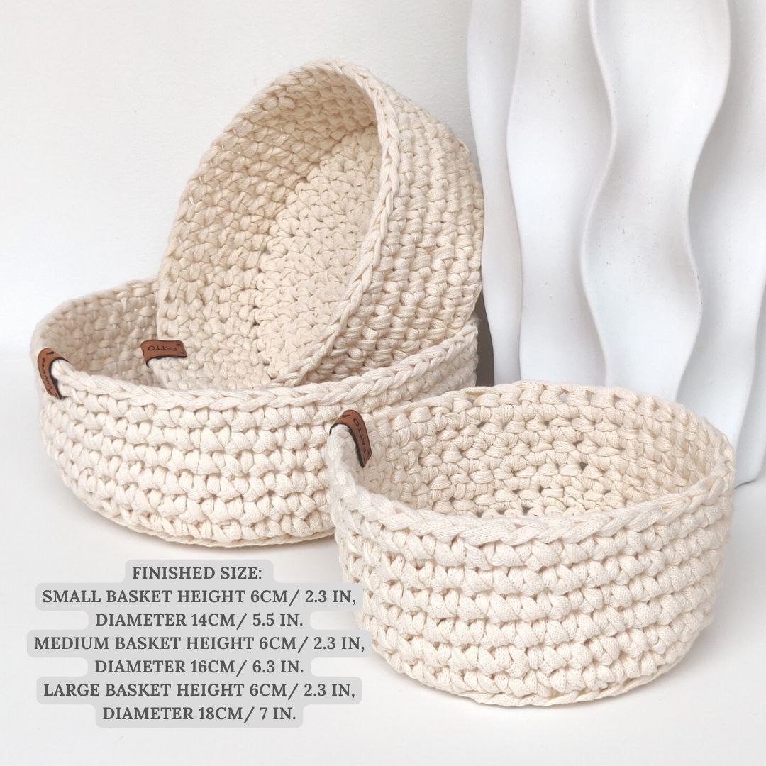 CROCHET PATTERN - Baskets Set - kitchen decor, bathroom decor - ENGLISH