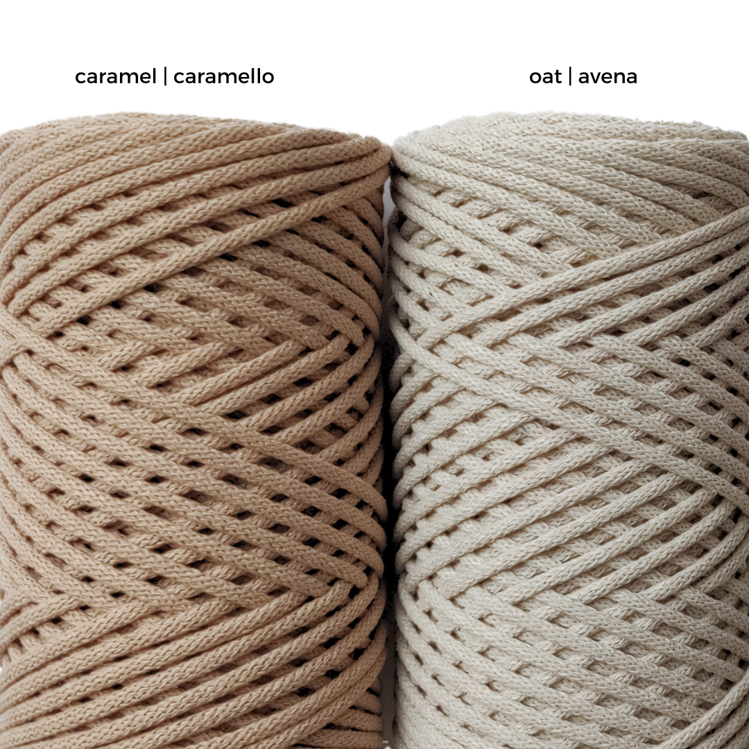 corda braided da 4mm colore caramello, avena, bianco