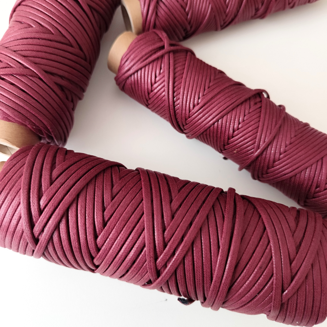 Cordoncino cerato in cotone | Bordeaux 2.5 mm, 3.5 mm