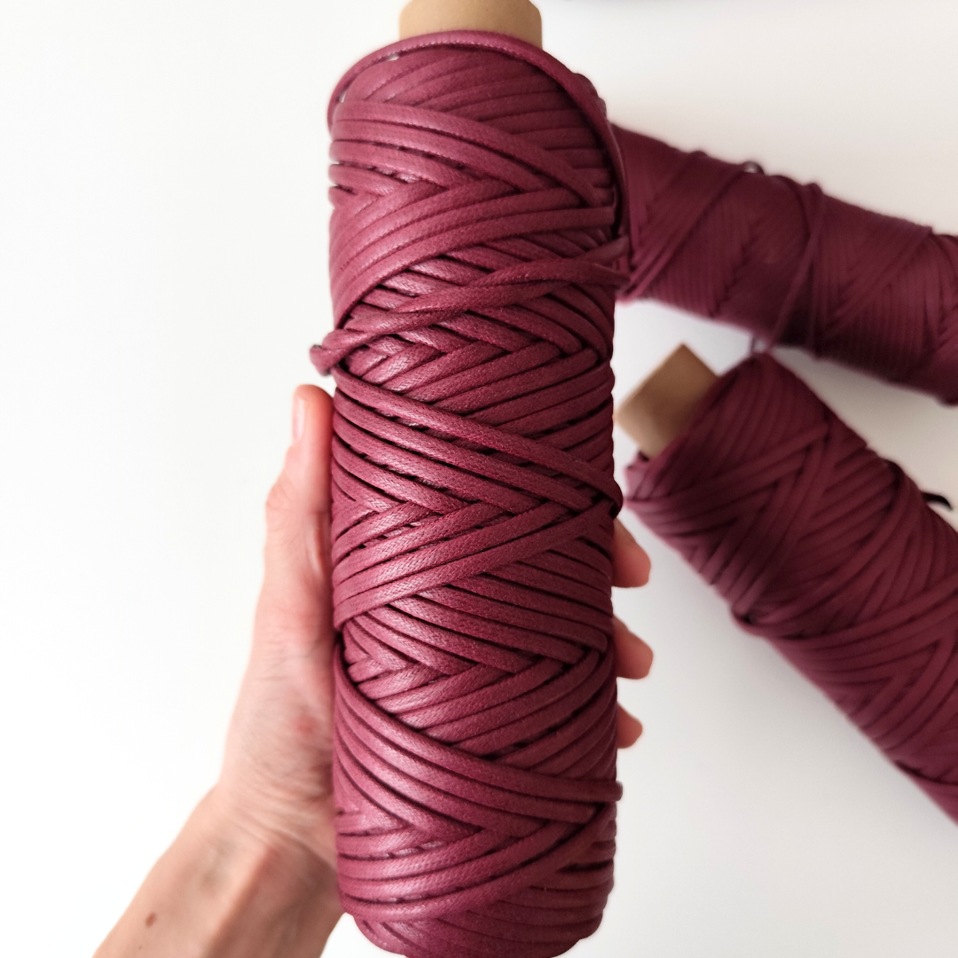 Cordoncino cerato in cotone | Bordeaux 2.5 mm, 3.5 mm