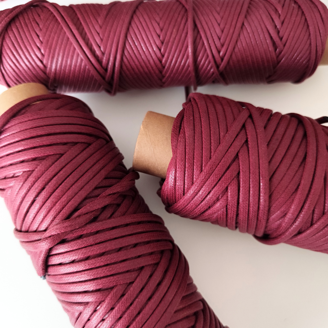 Cordoncino cerato in cotone | Bordeaux 2.5 mm, 3.5 mm