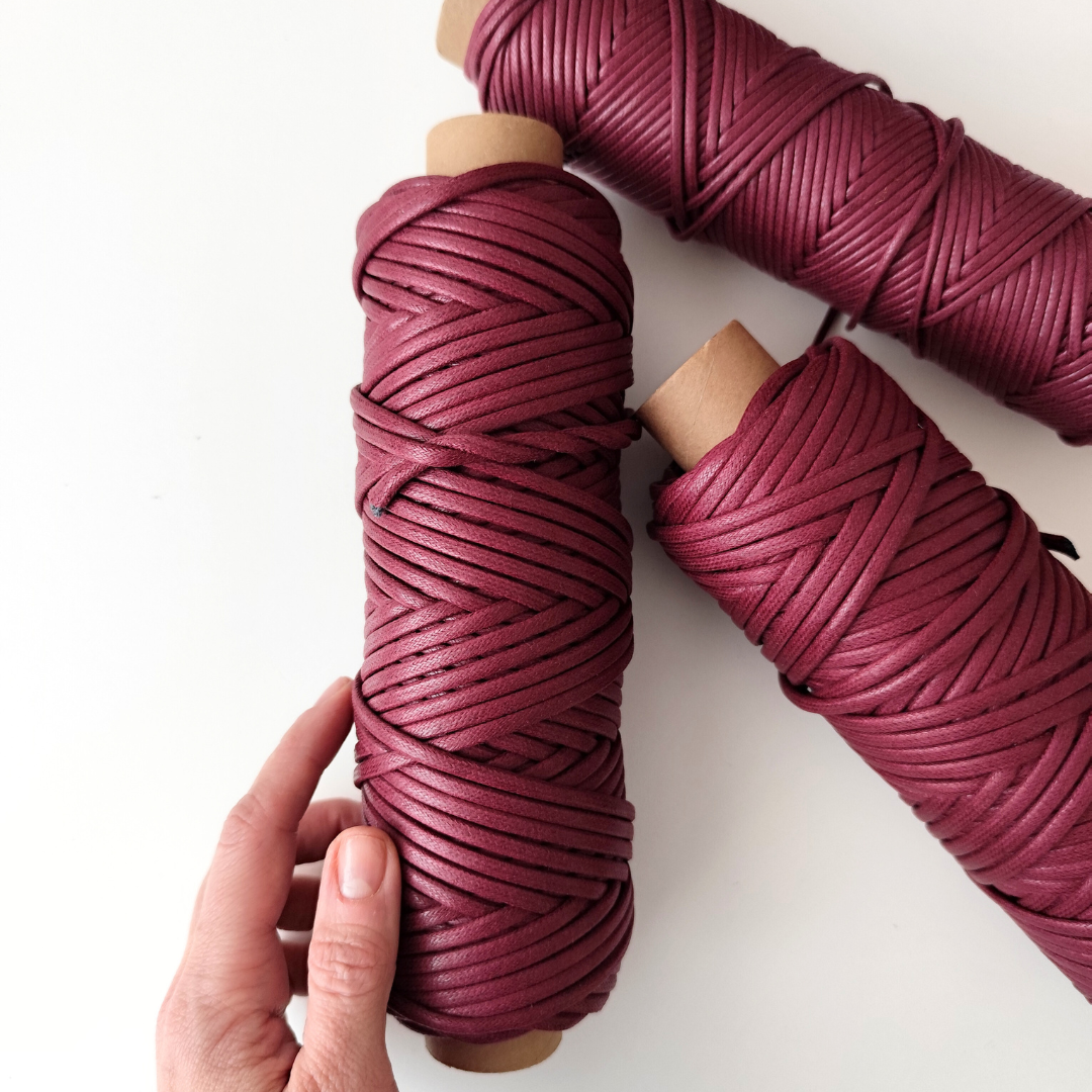 Cordoncino cerato in cotone | Bordeaux 2.5 mm, 3.5 mm