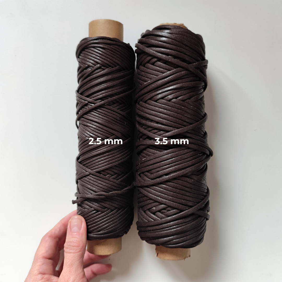 Cordoncino cerato in cotone | Cioccolato | 2.5 mm, 3.5 mm