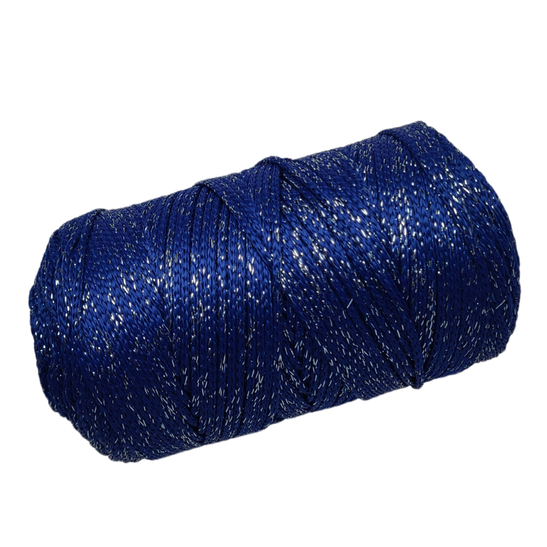 2mm cordoncino in poliestere colore blu argento