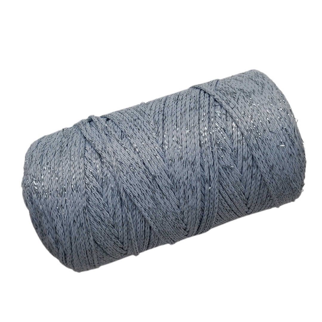 2mm cordoncino in poliestere colore ghiaccio argento