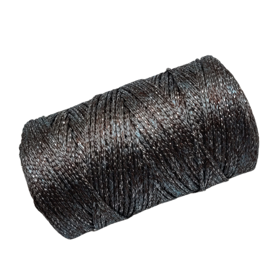 2mm cordoncino in poliestere colore grafite argento