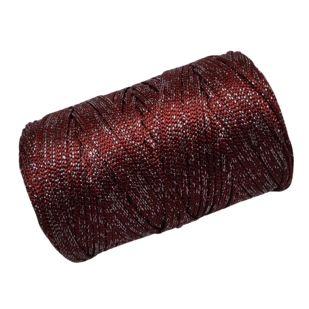 2mm cordoncino in poliestere colore vinaccia argento