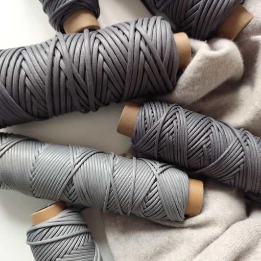 Waxed Cord | Grey Cashmere and Platino 2.5mm, 3.5 mm
