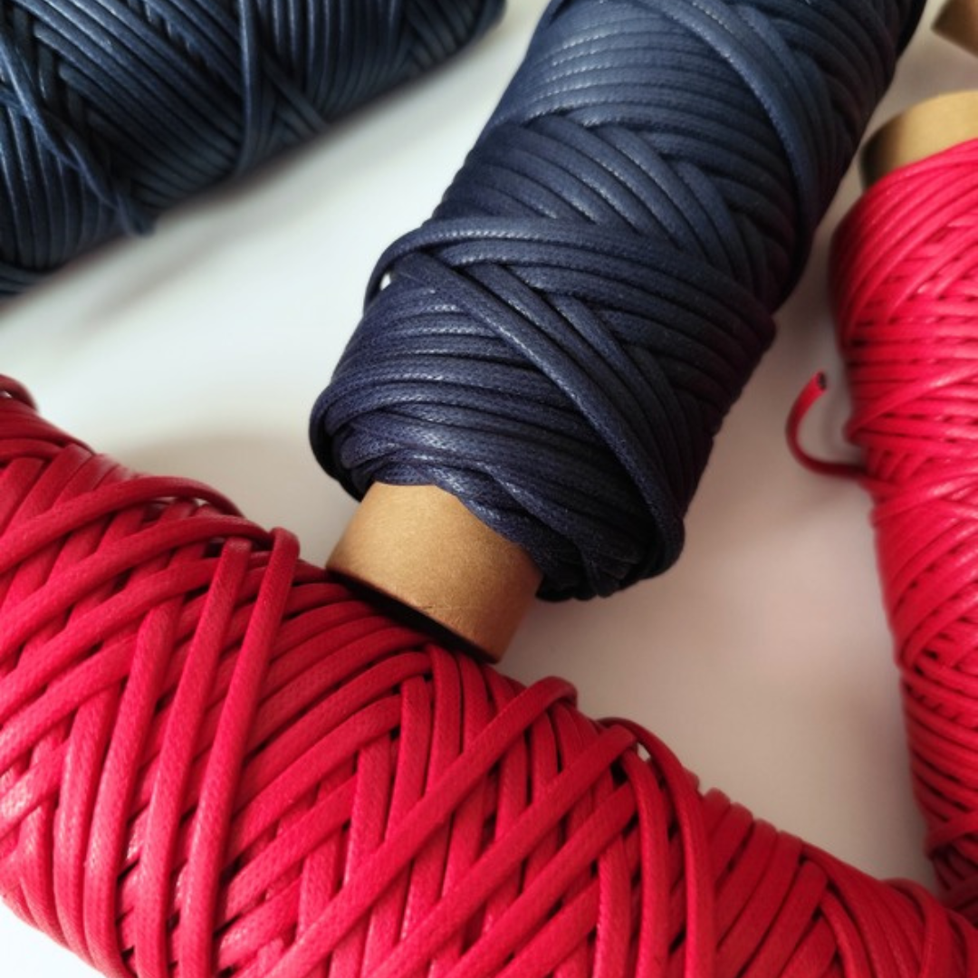 Waxed Cord Classics | Red and Navy Blue 2.5mm, 3.5 mm