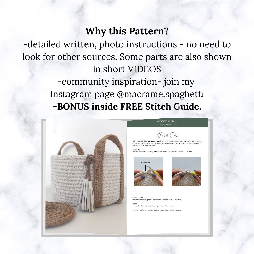 CROCHET PATTERN - Basket - kitchen decor, bathroom decor - ENGLISH