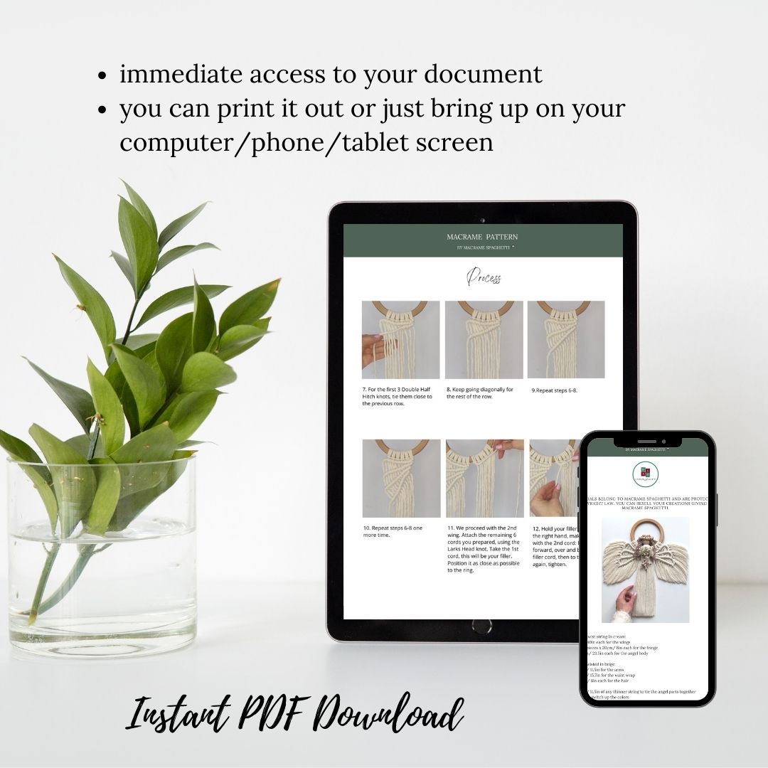 Macrame Angel Pattern - PDF Download - ENGLISH | ITALIANO