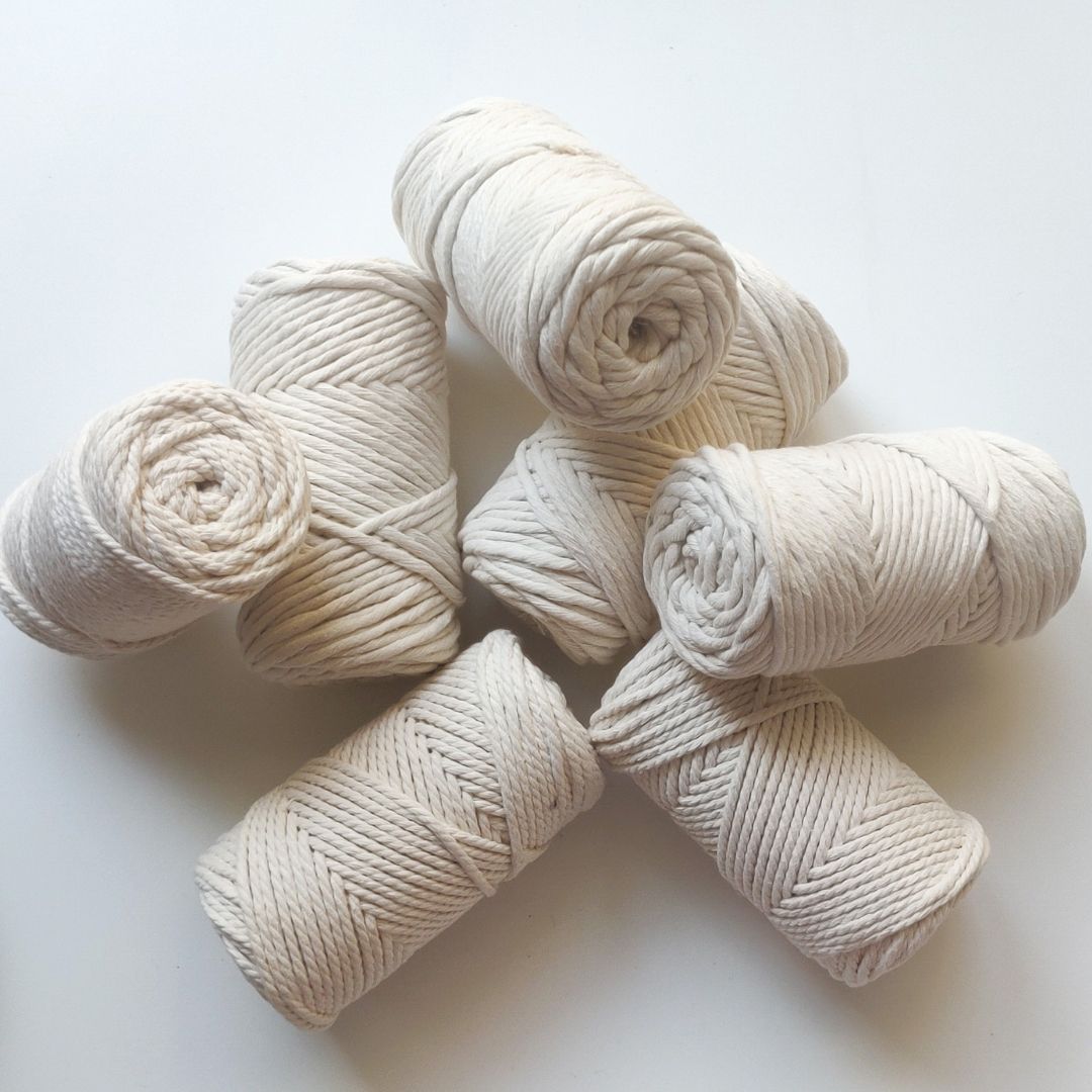 Corda di cotone riciclato da 3 mm (single twist e twisted a 3 capi)