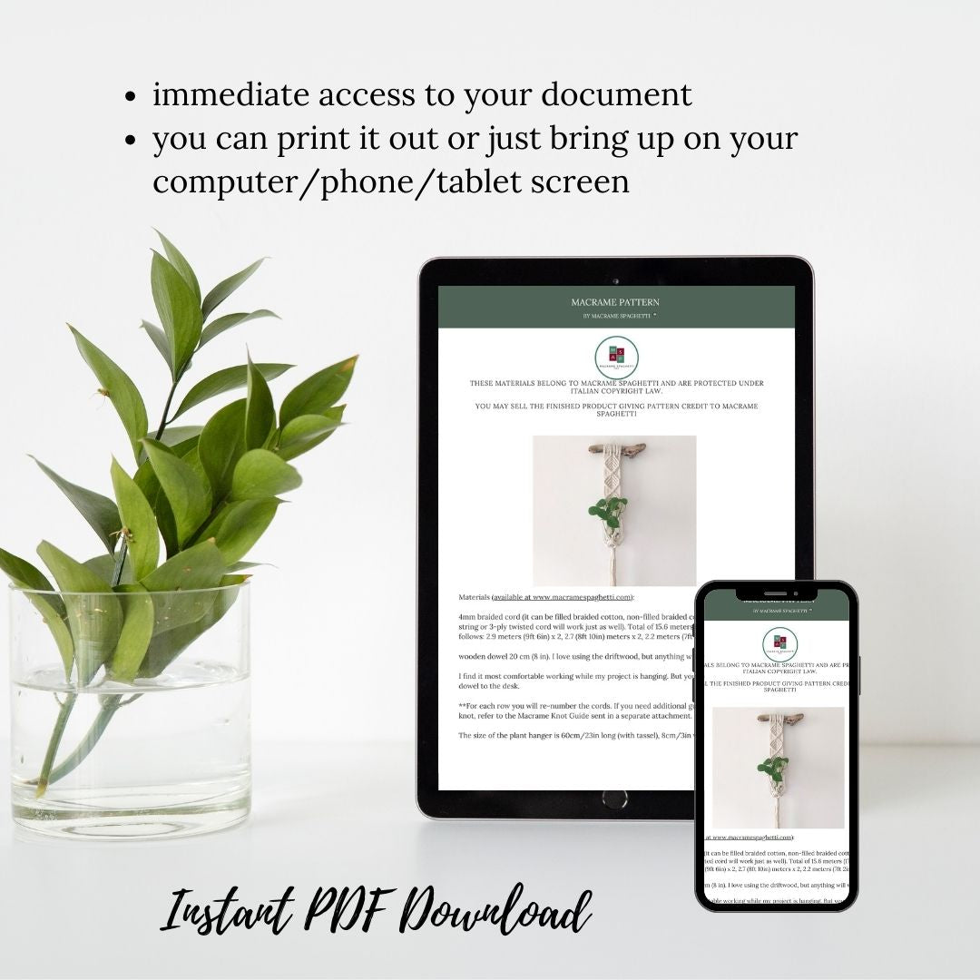 Macrame Pattern Mini Plant Hanger - PDF Download - ENGLISH