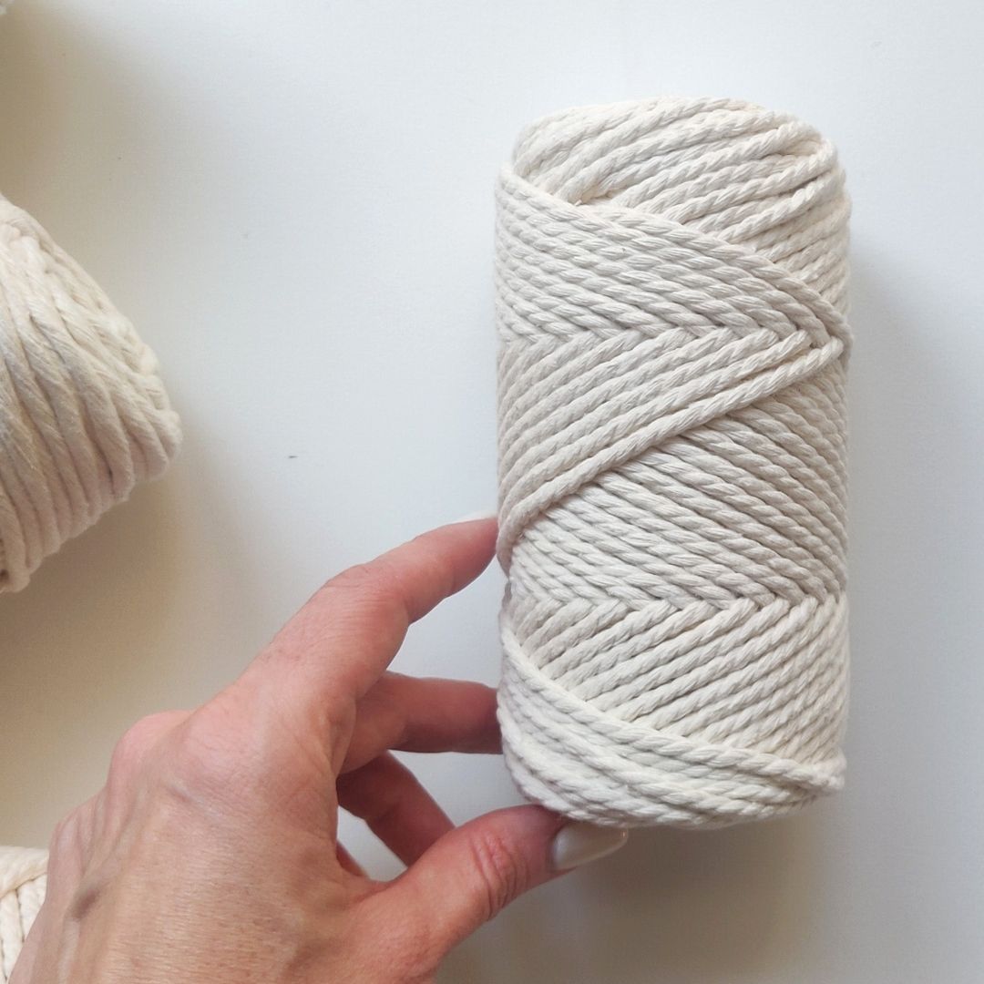 Corda di cotone riciclato da 3 mm (single twist e twisted a 3 capi)