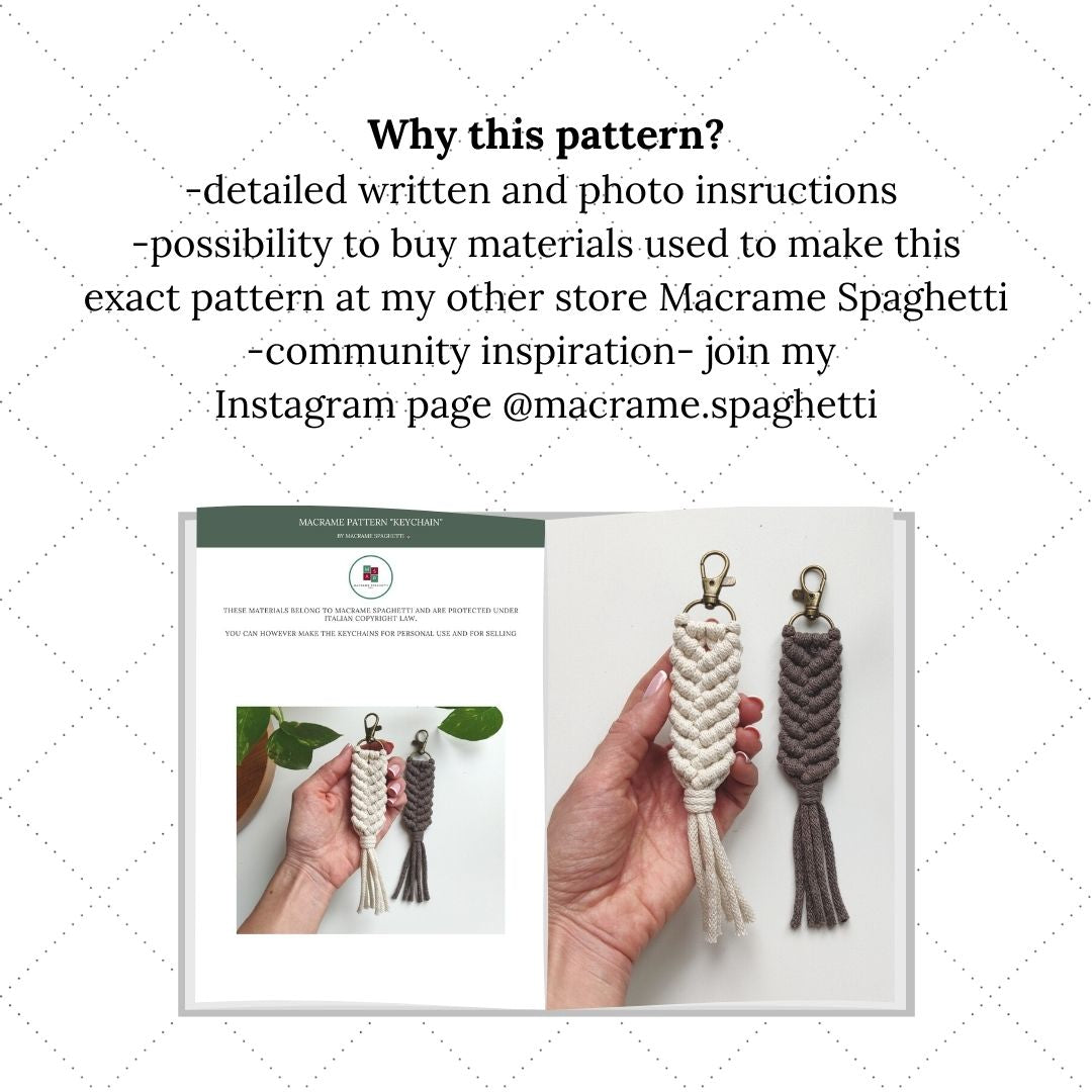 Macrame Pattern - PDF Download - Keychain - ENGLISH