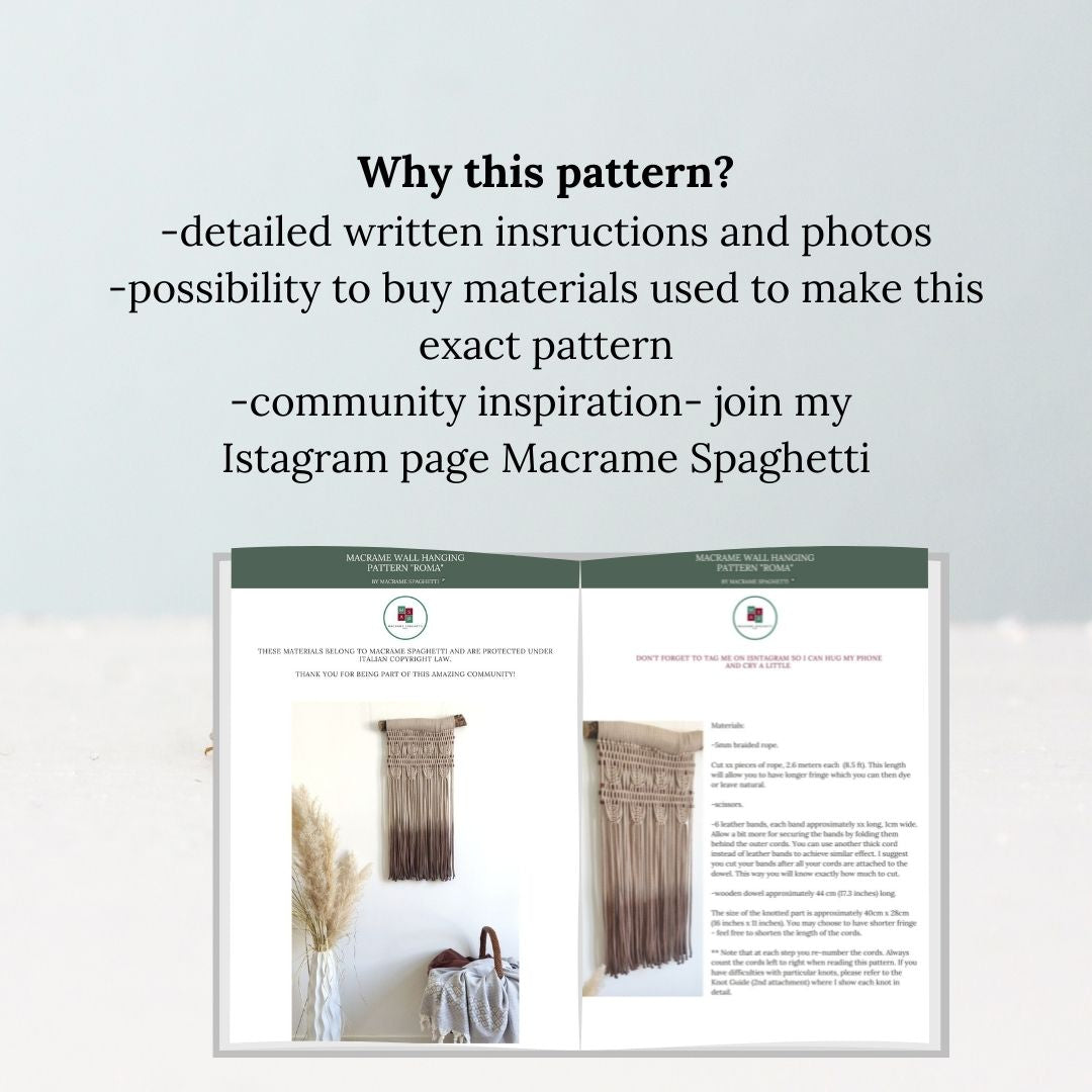 Macrame Wall Hanging Pattern "Roma"- PDF Download - ENGLISH