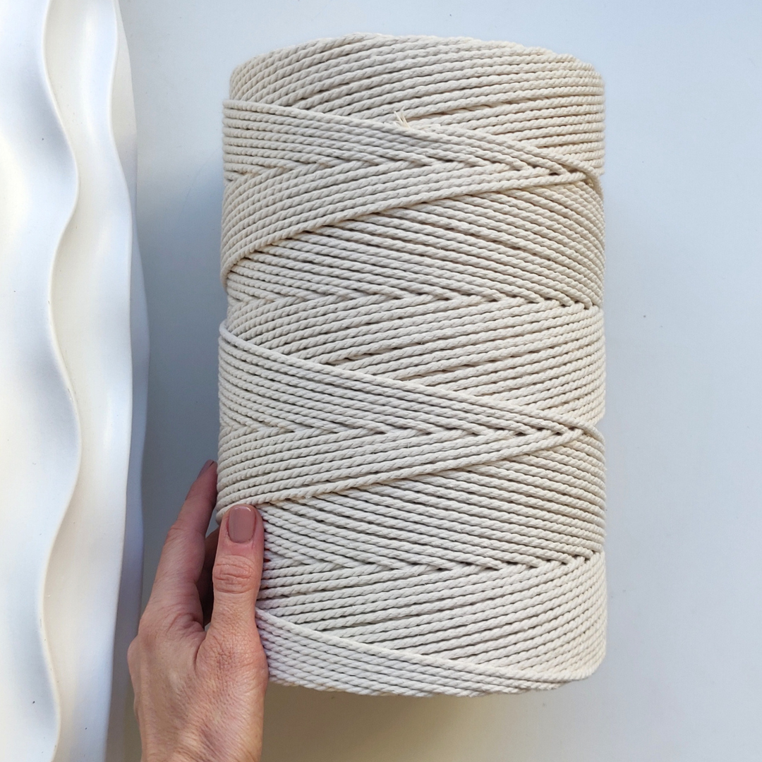 Ledent macramé touw, (3mm, 2 x 120M, ecru & zand), dubbel getwist, set Ledent macramé touw, (3mm, 2 x 120M, ecru & zand), dubbel getwist, set