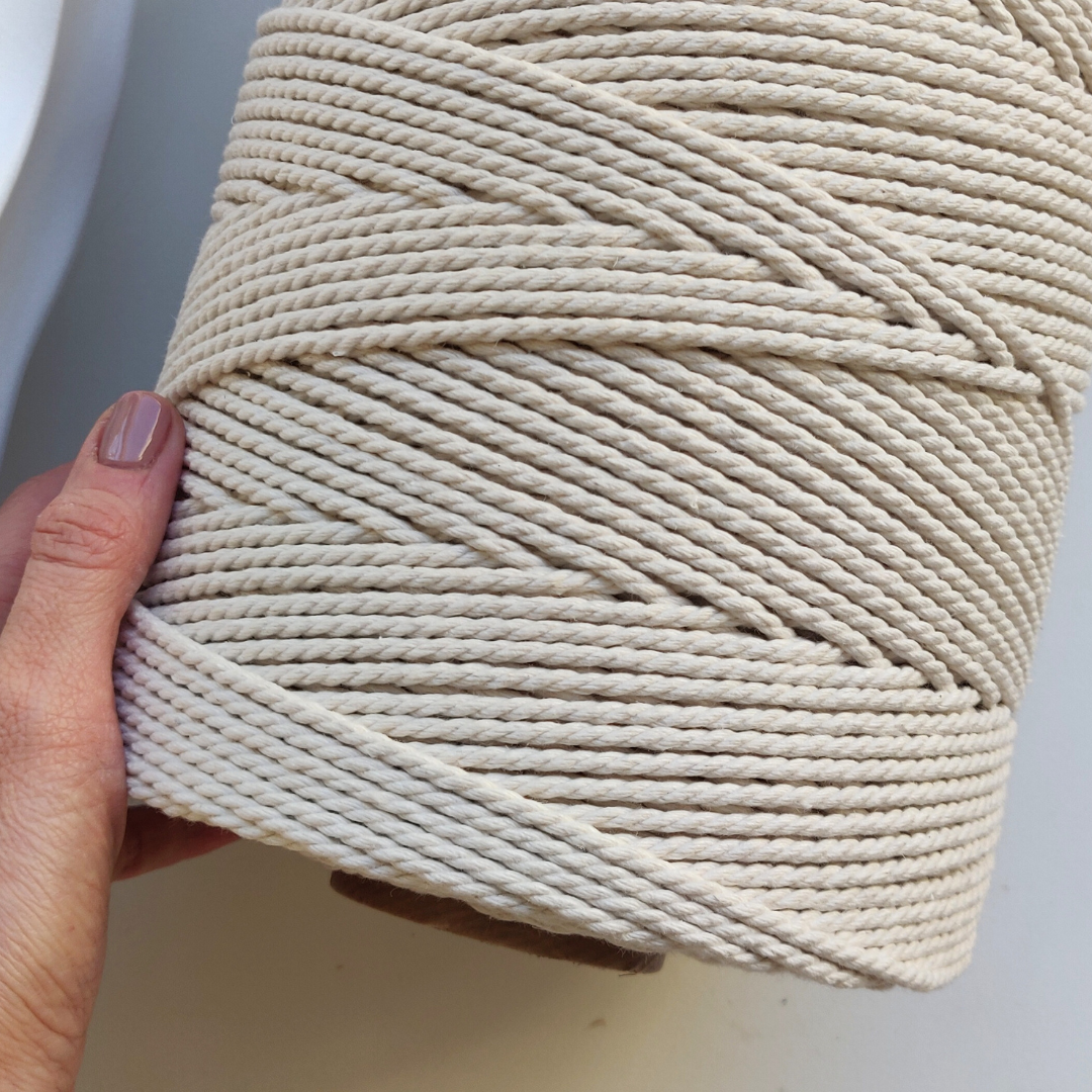 3mm 3-Ply Twisted Cotton Rope - MEGA Spool