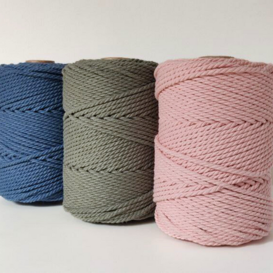 Bundle Selezionato - corda twisted da 4 mm in colore Blu Elettrico, Verde Felce, Rosa Antico