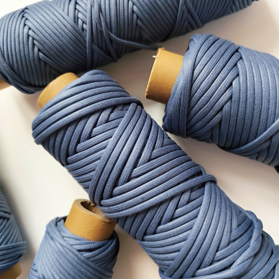 Cordoncino cerato in cotone | Denim 2.5 mm, 3.5 mm 