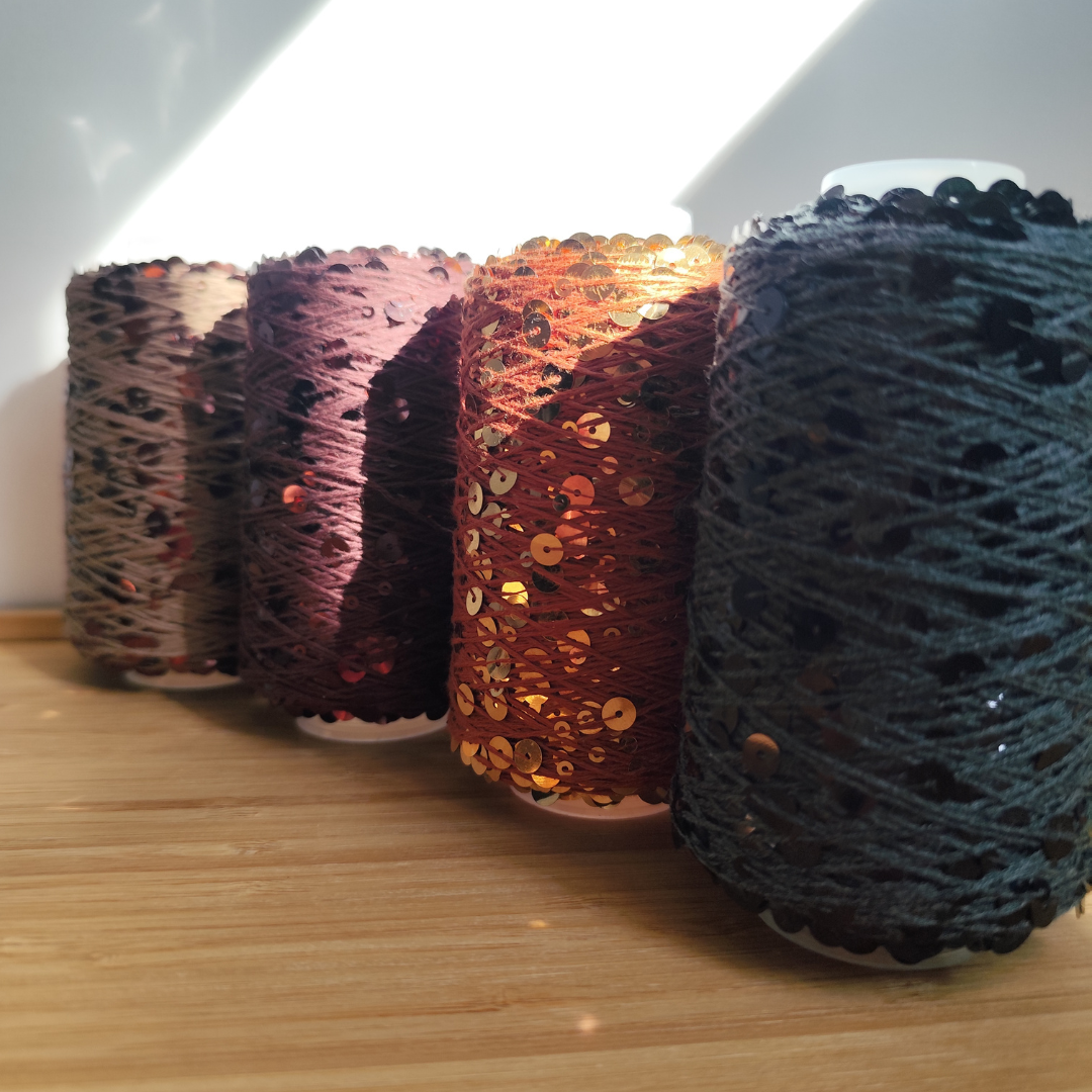 Macramè Spaghetti DISCO DIVA filato di cotone puro con paillettes | 100 grammi - 360 metri