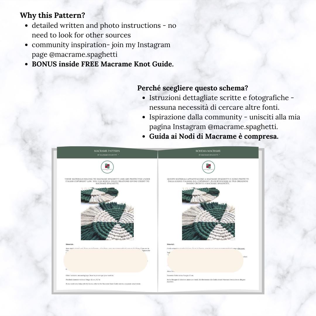 Macrame Coaster Pattern - PDF Download - ENGLISH | ITALIANO