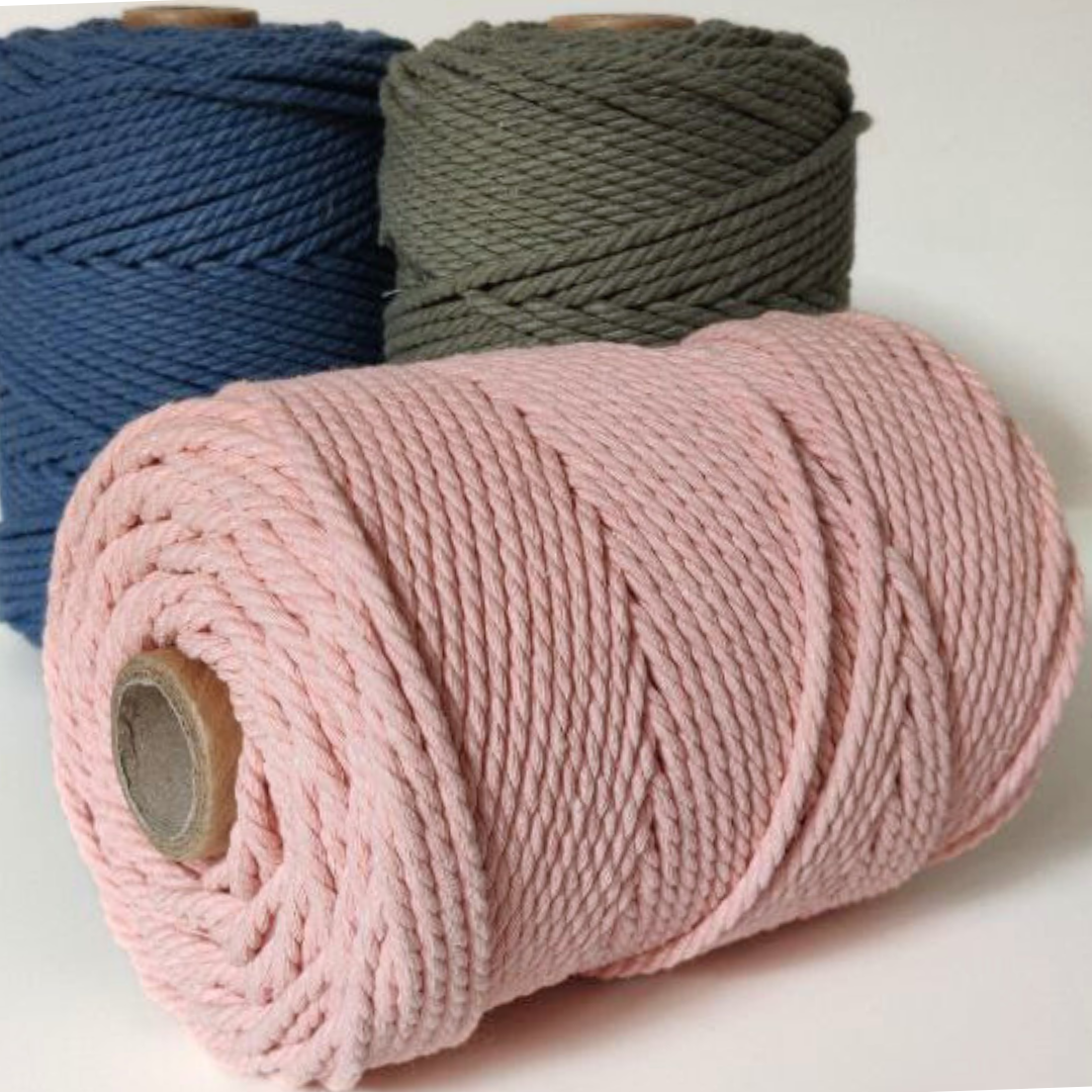 Selected Bundle - 4mm Twisted Rope in Electric Blue, Fern Green, Dusty Pink