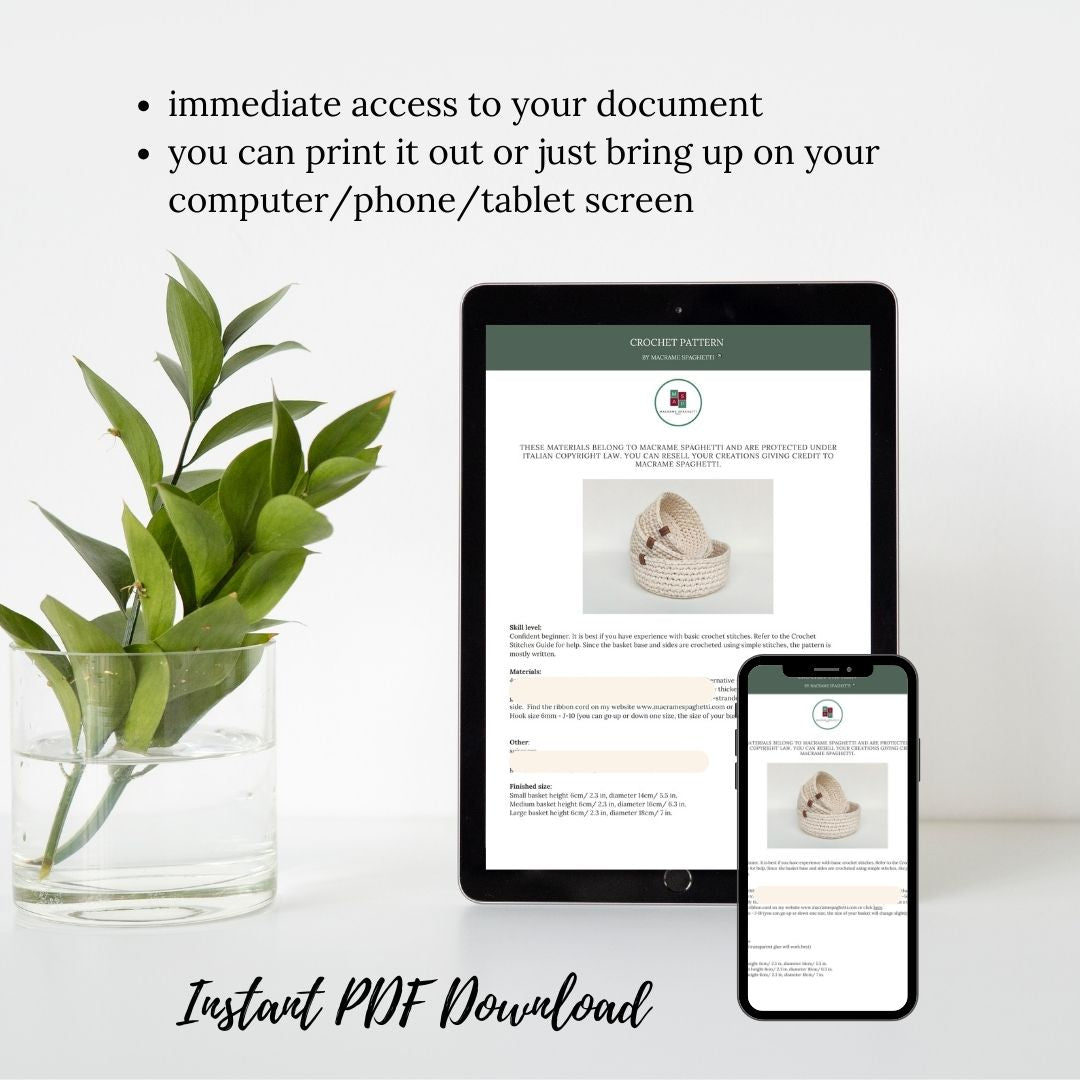 CROCHET PATTERN - Baskets Set -  kitchen decor, bathroom decor - ENGLISH