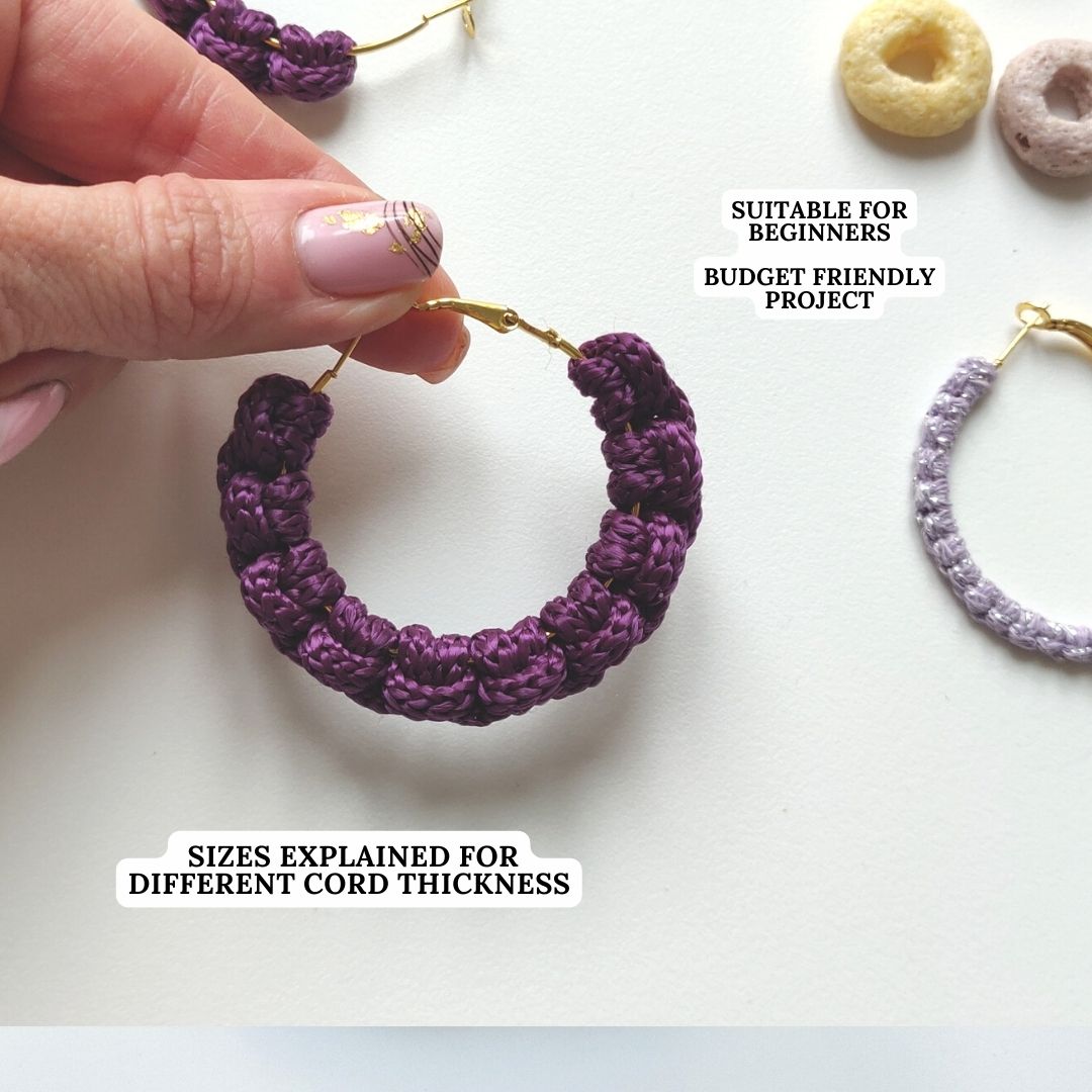 Modello orecchini ad anello macramè - Download PDF - INGLESE