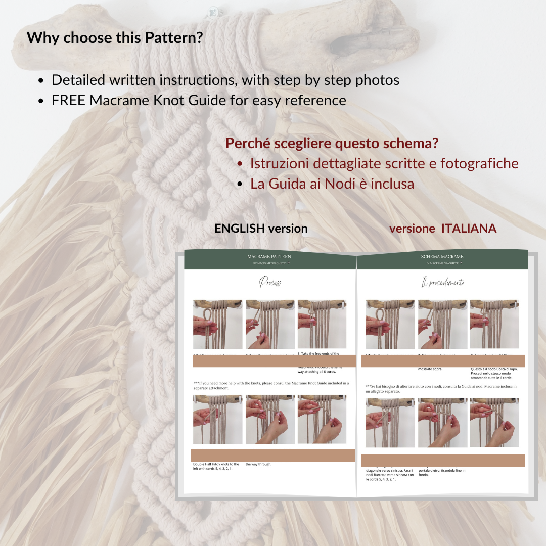 Macrame Leaf Pattern - PDF Download - ENGLISH | ITALIAN