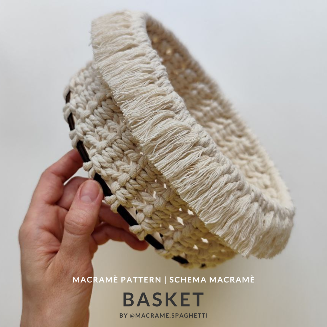 Macrame Pattern - PDF Download - Basket ENGLISH | ITALIAN – Macrame ...