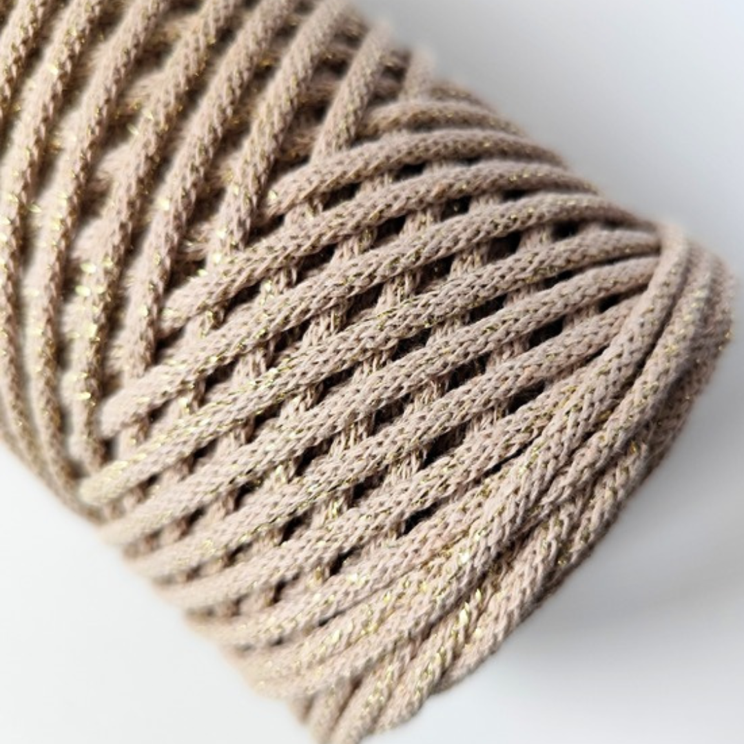 Macrame Spaghetti 4mm_cordino braided beige oro 100 m per borse accessori
