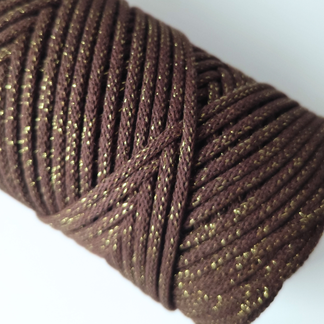 Macrame Spaghetti 4mm_cordino braided castagna oro 100 m
