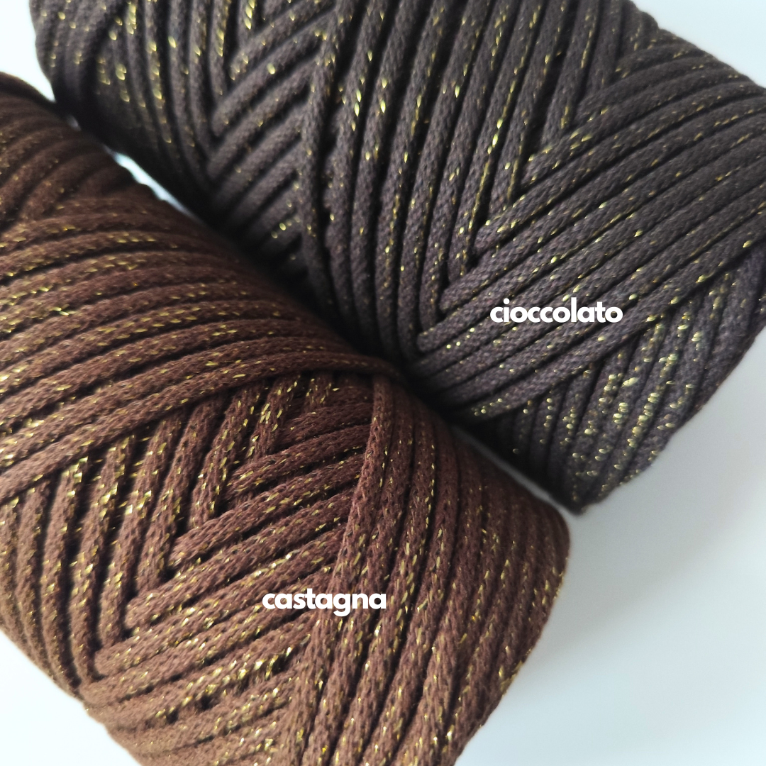 Macrame Spaghetti 4mm_cordino braided caramello oro 100 m per borse accessori