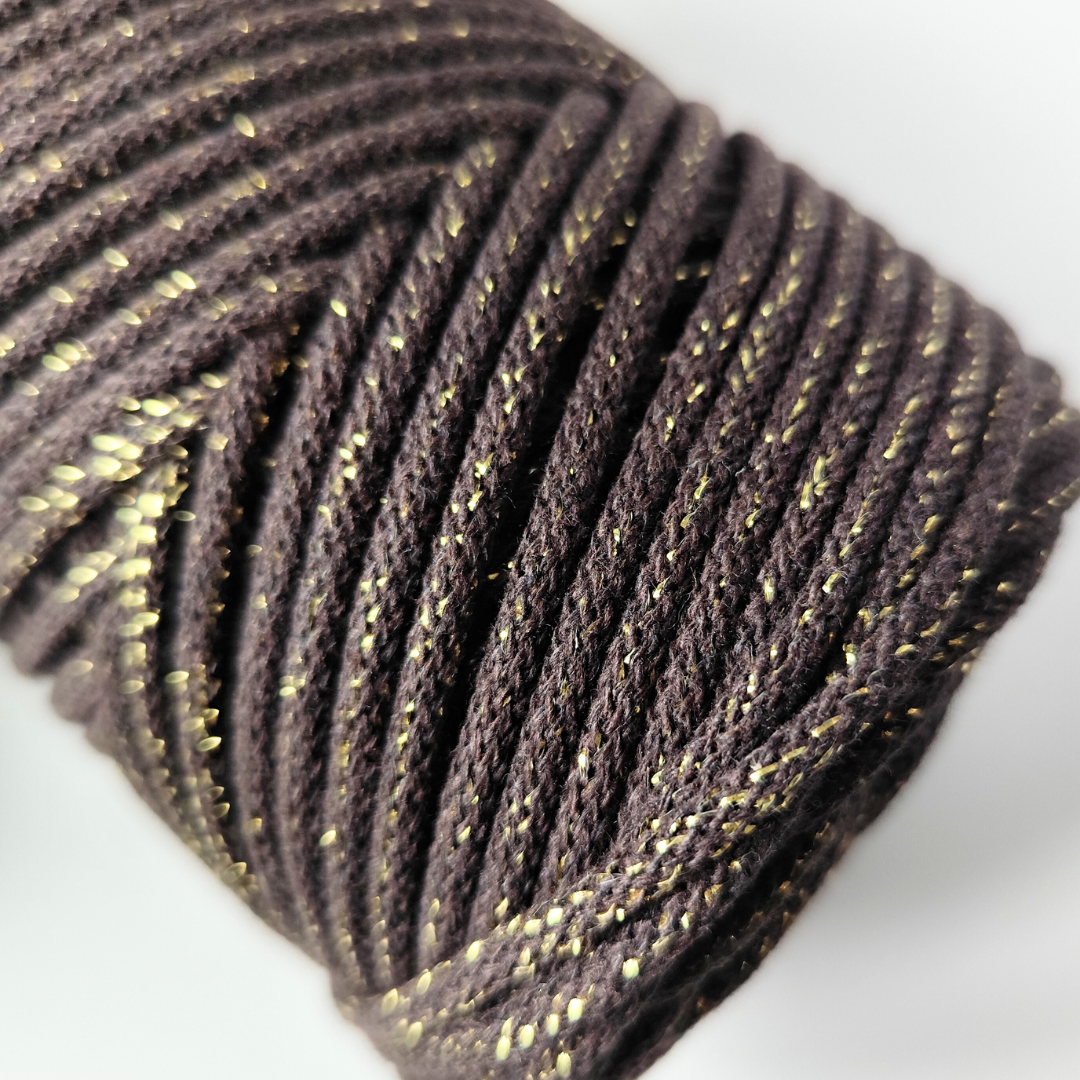 Macrame Spaghetti 4mm_cordino braided caramello oro 100 m per borse accessori