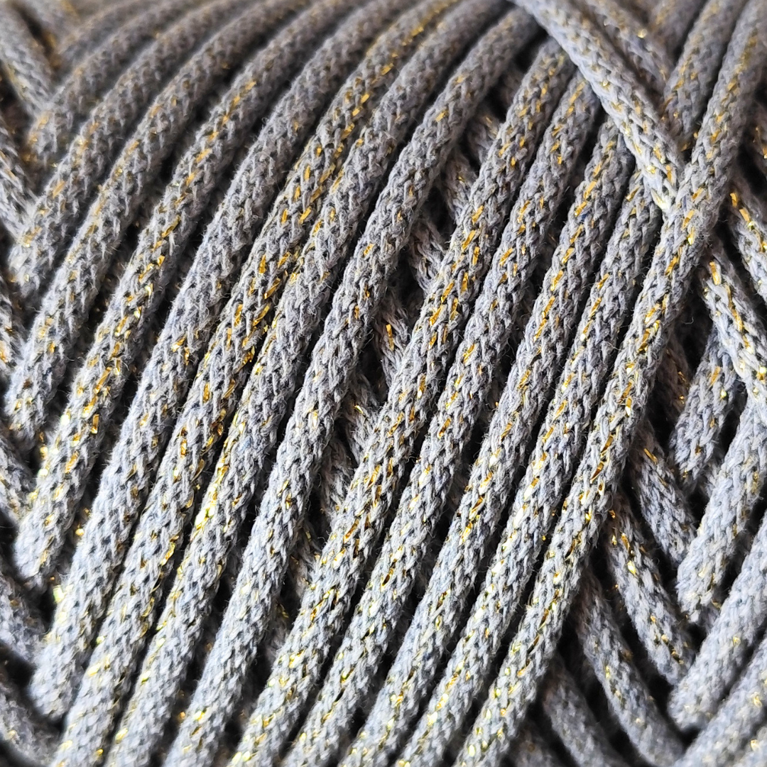 Macrame Spaghetti 4mm_cordino braided denim oro 100 m per borse accessori