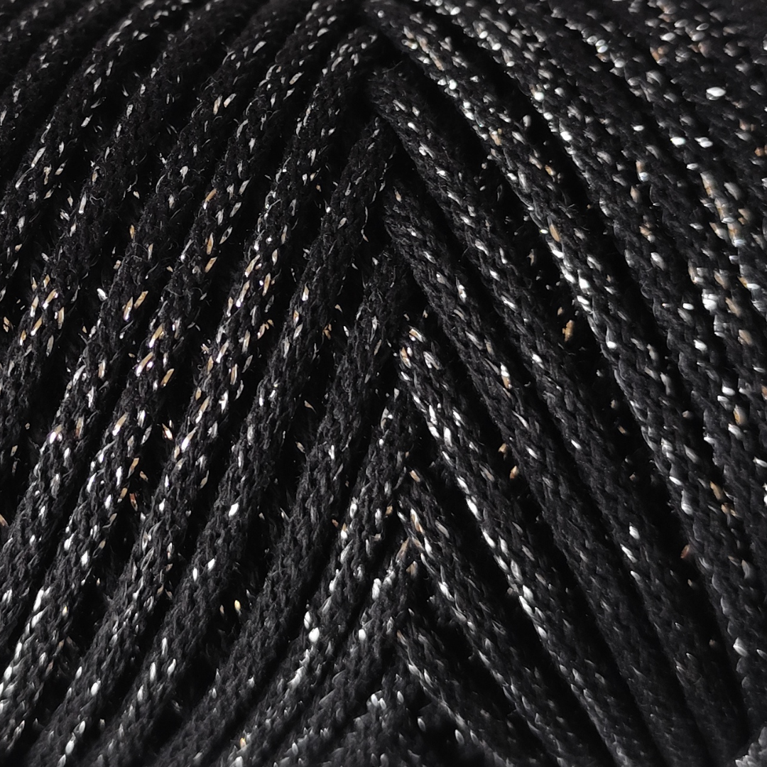 Macrame Spaghetti 4mm_cordino braided nero argento 100 m per borse accessori uncinetto e macrame