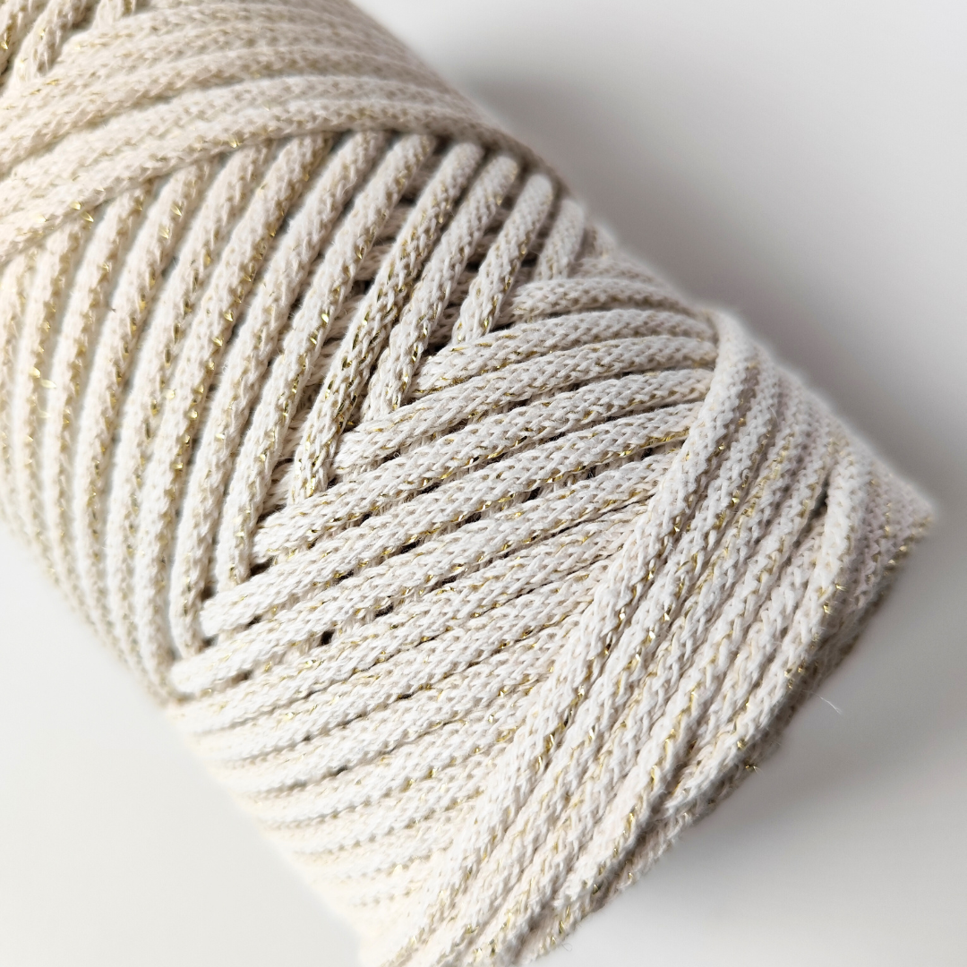 Macrame Spaghetti 4mm_cordino braided panna oro 100 m