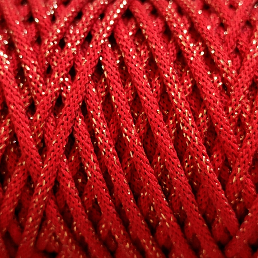 Macrame Spaghetti 4mm_cordino braided rosso oro 100 m per borse accessori